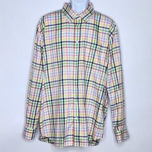 HAGEN CARMEL Men's XXL  White Multi Color Check Cotton Long Sleeve Shirt